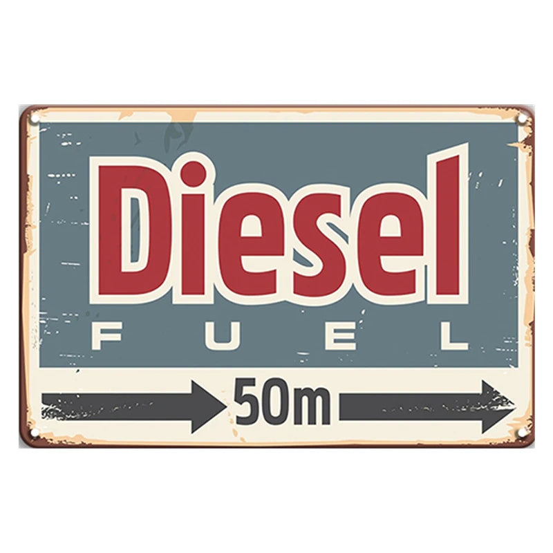 Diesel Fuel Metal Tin Sign Vintage Yard & Garden Plaques Retro Poster Gas Station Slogan Kitchen Plate Decor Accessories