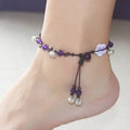 2023 New Design Shell Anklet Bohemia Handmade Purple Stone Beaded Adjustable Anklet for Women Beach Jewelry