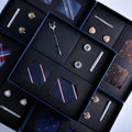 Tie New Style 8cm Business Gift Box Striped Professional Blue Tie 4-piece Set As a Birthday Gift for the Boyfriend