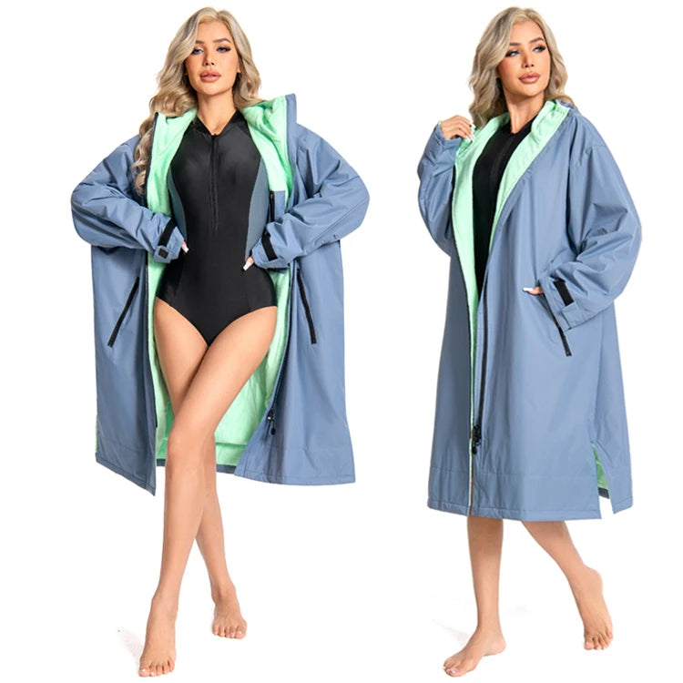 Wholesale Custom Logo Embroidery Winter Beach Surf Poncho Hooded Beach Towel Swim Parka Waterproof Quick Dry Warm Changing Robe