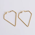 Simple Women Girl Thin Wire Diamond Shape Surgical Stainless Steel 18k Gold Hoop Dangling Earrings