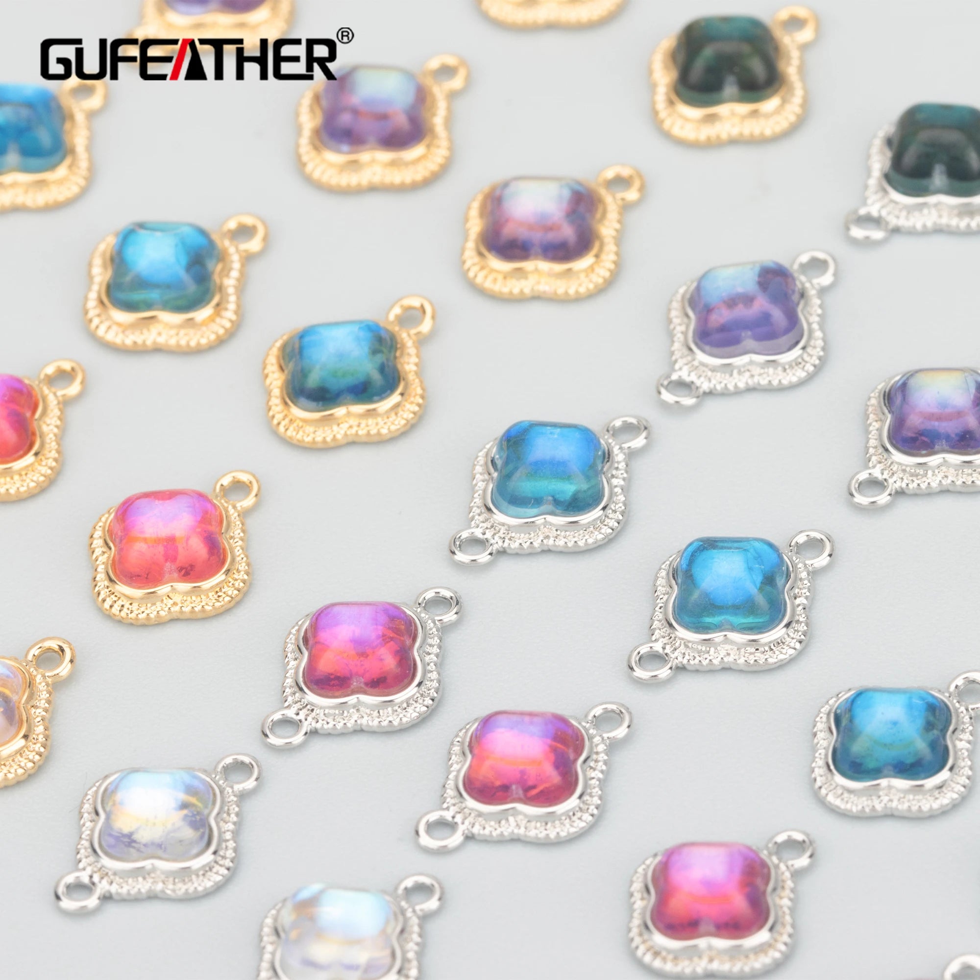 MB66 DIY Pendants 18K Gold Rhodium Plated Nickel Free Copper Free Zircon Jewelry Accessories 6pcs/Lot"