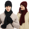 Classic Ribbed Style 3 PCS Adult Winter Beanie Scarf Gloves Set