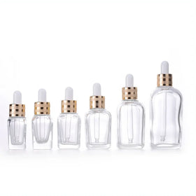10ml 15ml clear Empty Cosmetic Package Facial Serum Bottle Thick Bottom Square Essential Oil Glass Dropper Bottle