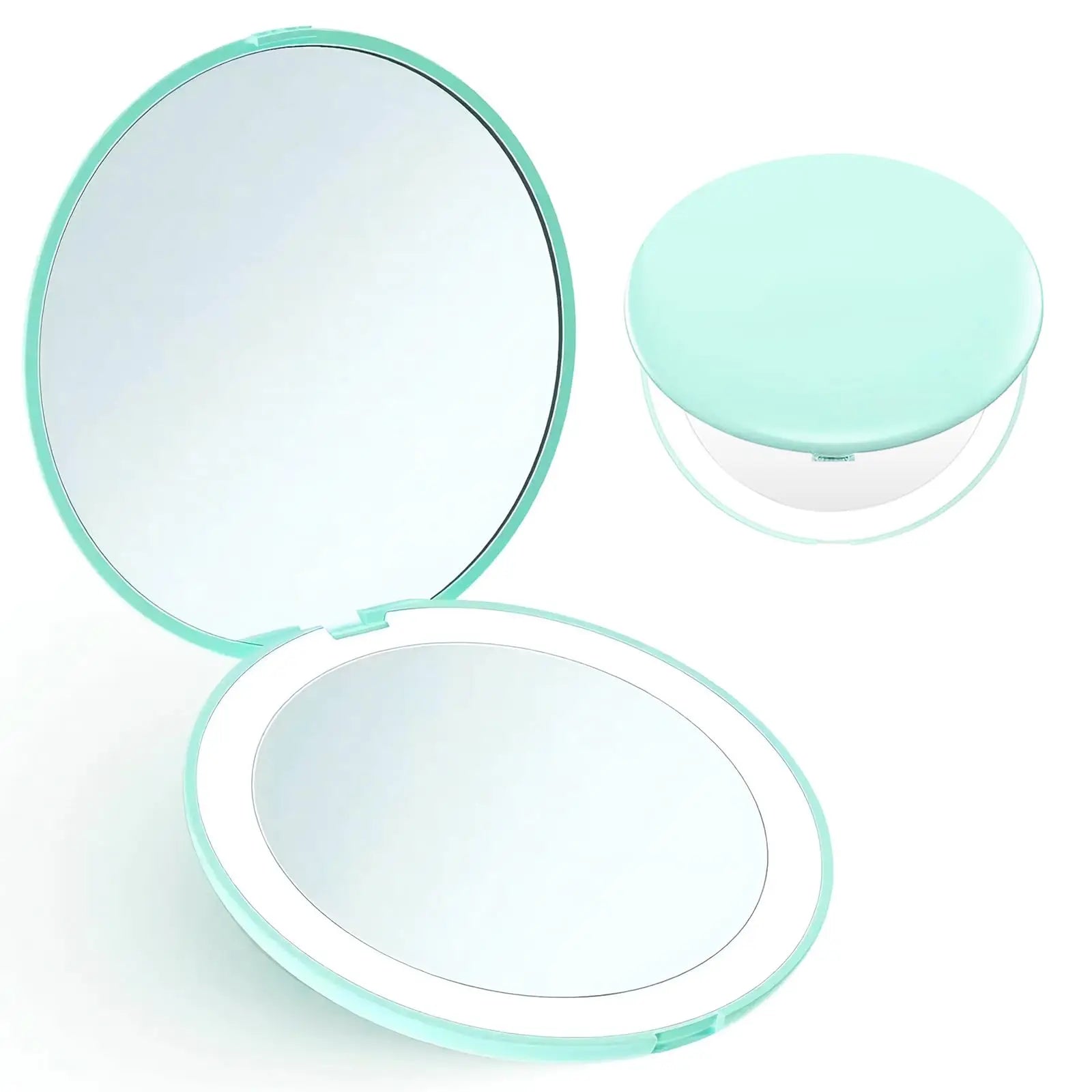 LED Lighted 1x/10x Magnification Compact Makeup Mirror Portable Small Handheld Pocket Cosmetic Mirror for Travel