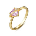 Luxury Planet Designer Fine Jewelry Cute 925 Sterling Silver Gold Plated Promise Love Pink Heart Rings Women Girls