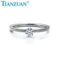 4mm Round White D Vvs Moissanite Ring Silver Color Stainless Steel Jewelry Bathing and Swimming Men Women Gift