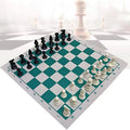 Tournament Chess Mat PU Leather Tournament Roll up Chess Board Set Game Mat Checker Chessboard With Pieces