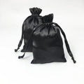 Custom All-Black Drawstring Bundles Satin Hair Bag Reusable and Dirt Resistant Packaging for Jewelry Gifts