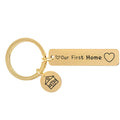 18K Gold Plated Stainless Steel New Home Housewarming House Warming Party Gift Key Chain Engraved Personalized Message Key Rings