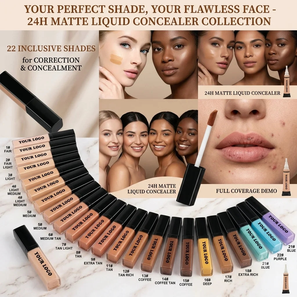 Wholesale 18 Colors Private Label Organic Vegan Mineral Natural Full Coverage Waterproof DIY Liquid Cream Concealer