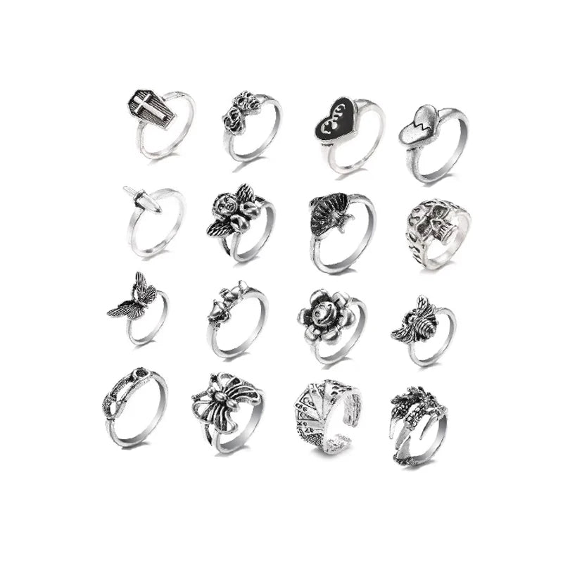 Vintage Punk Style Skull Butterfly Design Ring for Women Jewelry Wholesale