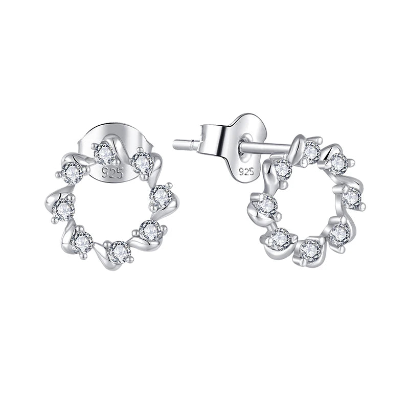 Inlaid White Zircon Heart Earrings Temperament Earrings S925 Silver Clear Crystal 925 Sterling Silver Flower Stud Earrings