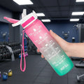 1000ml 1 Litre Motivational Plastic Cycling Gym Sports Drinking Water Gym Bottle With Straw