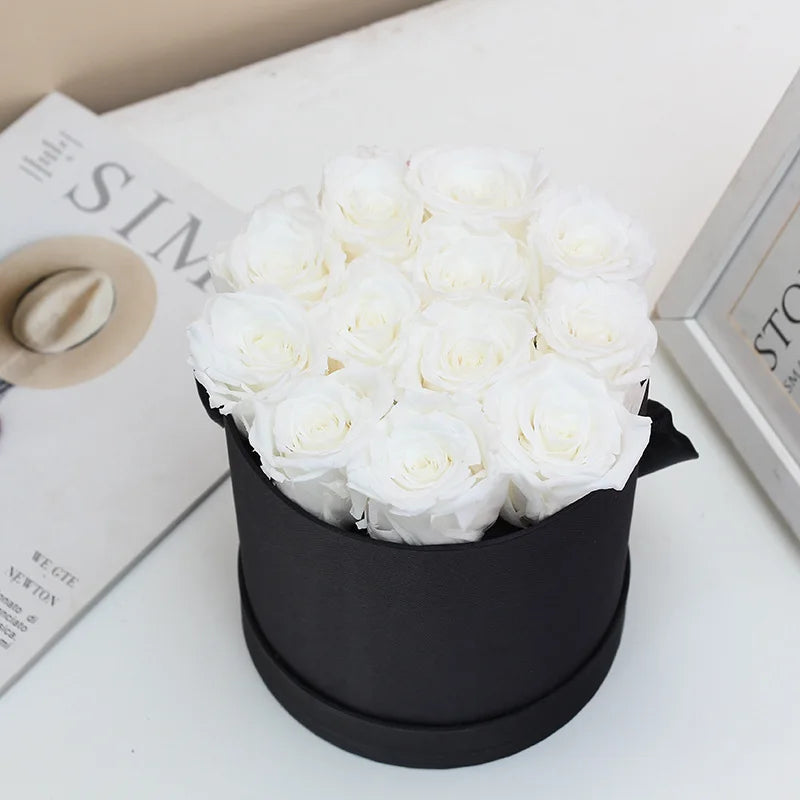 Valentine's Day Long Lasting Preserved Roses in Round Boxes That Last a Year