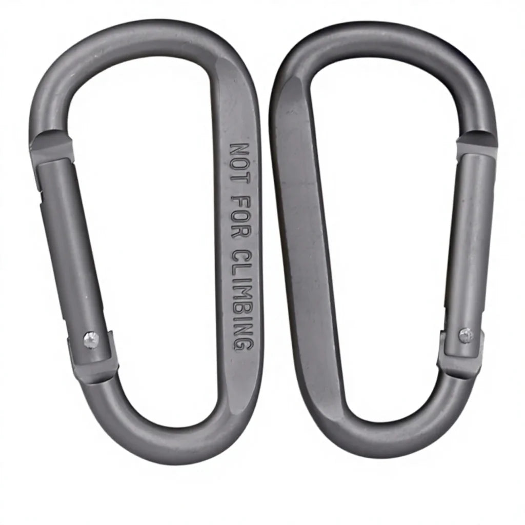 Wholesale High Quality 78 mm D-shaped Aluminum Hook Electrolytic Grey Finish Climbing Carabiner Clip With Words