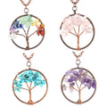 7 Chakra Natural Stone Crystal Gravel Pendant Copper Winding Tree of Life Gemstone Pendants Fashion Gemstone Jewelry