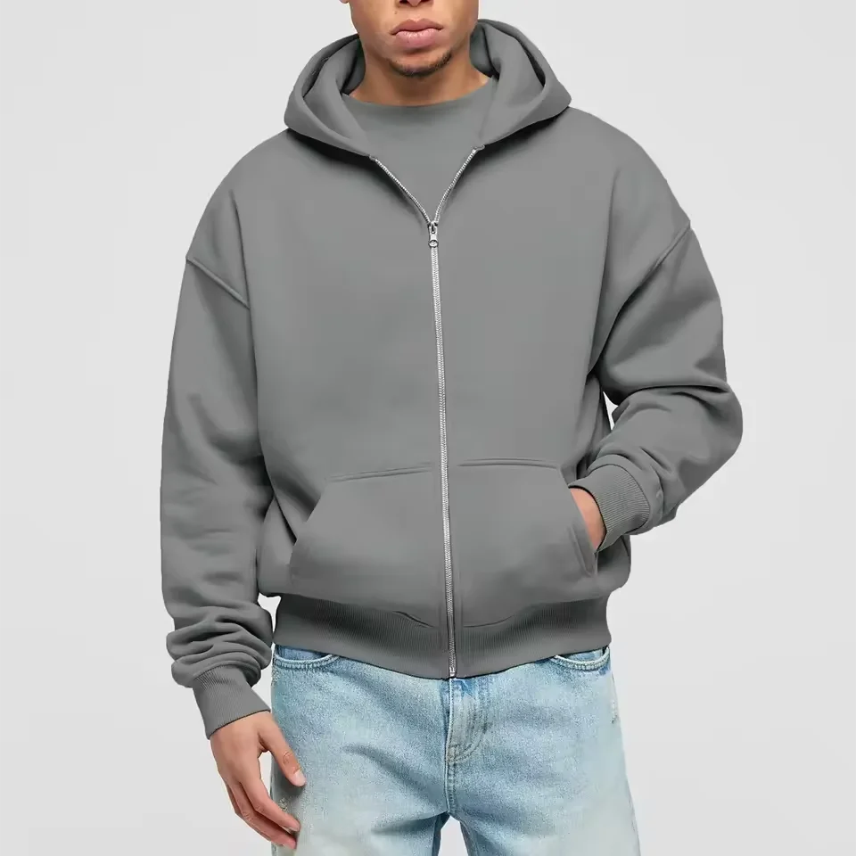 High Quality Embroidered Oversized Zip-Up Hoodies for Men Custom Heavyweight Knitted Lined Autumn Quick Dry & Eco-Friendly