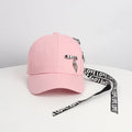 Korean Fashion Dobby Twill Baseball Cap Unisex Long Ribbon Leaf Pendant Wild Letter Embroidery Bent Hat