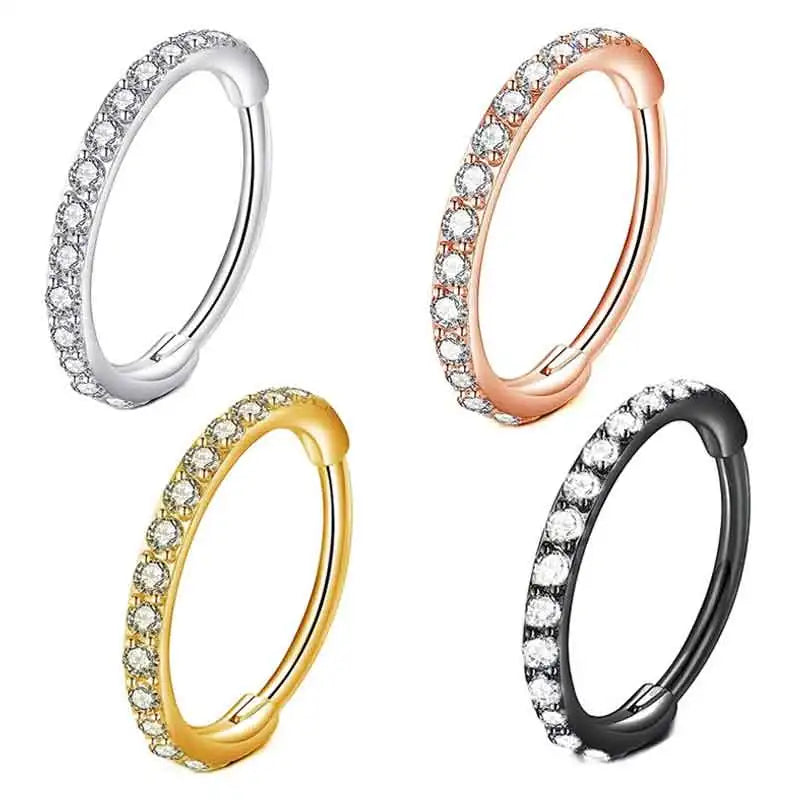 8/10mm 16g Wholesales Hinged Segment Earring Hoop Stainless Steel Brass Setpum Piercing Jewelry Small Hoop Nose Rings for Women