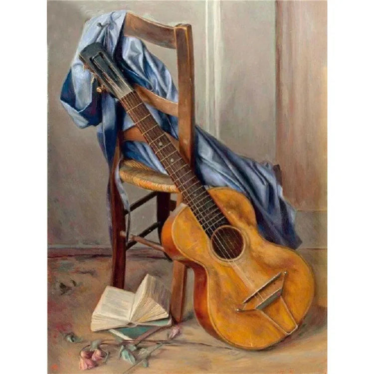 Music Guitar Violin DIY 5D Diamond Painting by Number Kit Fashion Wall Art Canvas Paint Diamond Painting Rhinestone