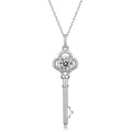 Abiding Moissanite Diamond Jewelry Custom Key Pendant Bezel Setting 925 Sterling Silver Christmas Jewelry Rhodium Plating Women