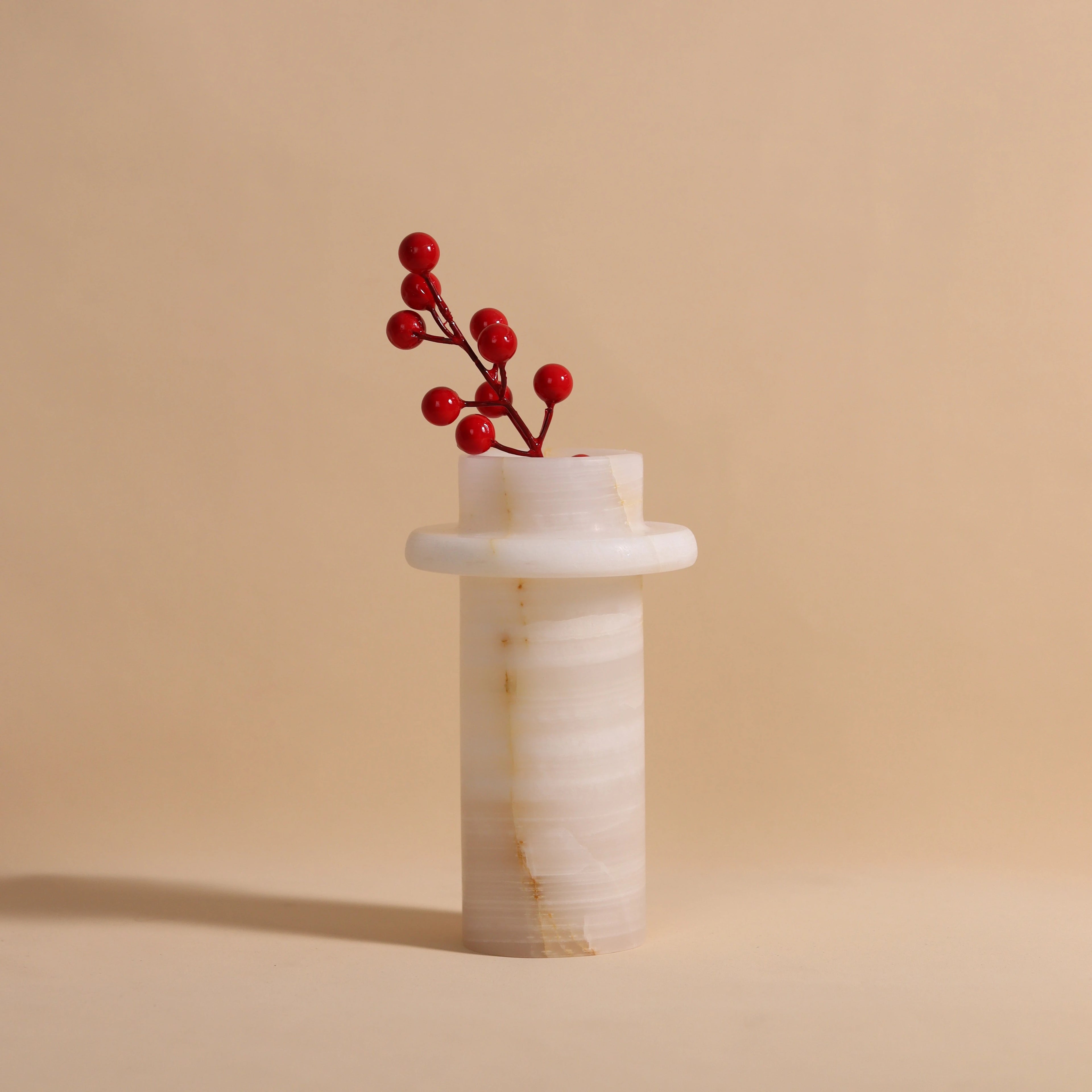 YUSHI Modern Simplicity White Onyx Stone Vase Luxury Crystal Marble Flower Vase for Decorative Living Room Vessel