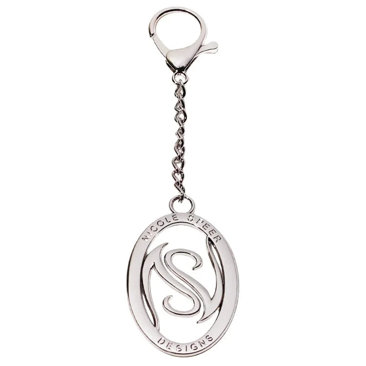 Custom Garment  Hardware Making Customized Purse Accessory Metal Logos Oval Shape Metal Chain Label With Clasp