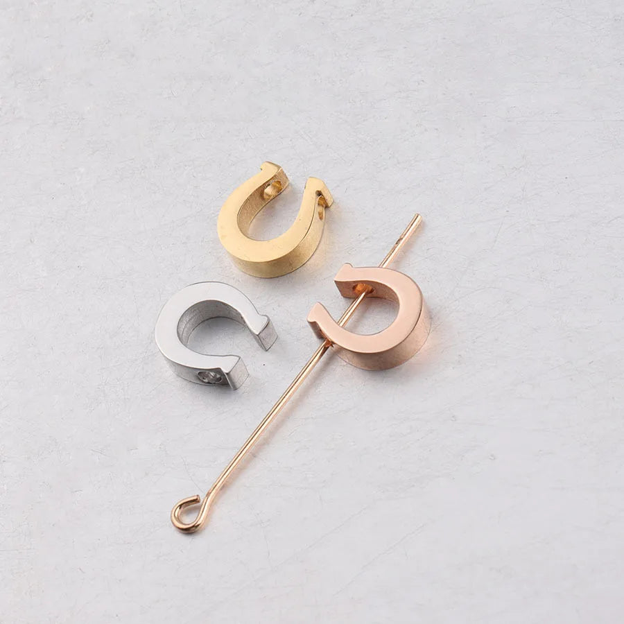Factory Stainless Steel Horseshoe Bead Charm for Bracelet Jewelry Accessories 18K Gold Rose Gold Horseshoe Charm for Necklace