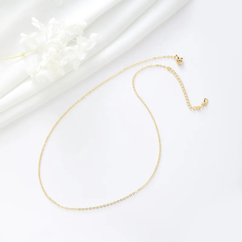 Simple Design Width 1.5mm O-Chain Brass 14K Gold Plated Flat Round Chain Necklace