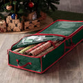 High Capacity Christmas Wrapping Paper Gift Wrap Organizer Box Cross Border Holiday Under-Bed Storage Bag with Reinforced Handle