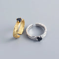 New Unique Design S925 Sterling Silver Black Zircon Resizable Irregular Ring for Women Jewelry TYJ0301
