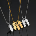 Personalized Stainless Steel Necklace for Women Kids Custom Engraved Name Plate Pendant with Link Chain for Boys Girls