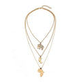 Classic Multi Layer Gold Plated Necklace Simple Elephant Africa Map Pendant Necklace Women Fashion Jewelry Necklace Wholesale