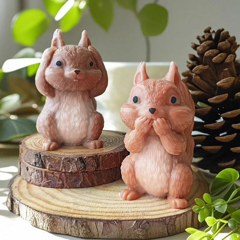 J10-394  Squirrel Aromatherapy Plaster Ornament Silicone Mold Cover Mouth Cover Ears Cover Eyes Diy Animal Squirrel Grinder