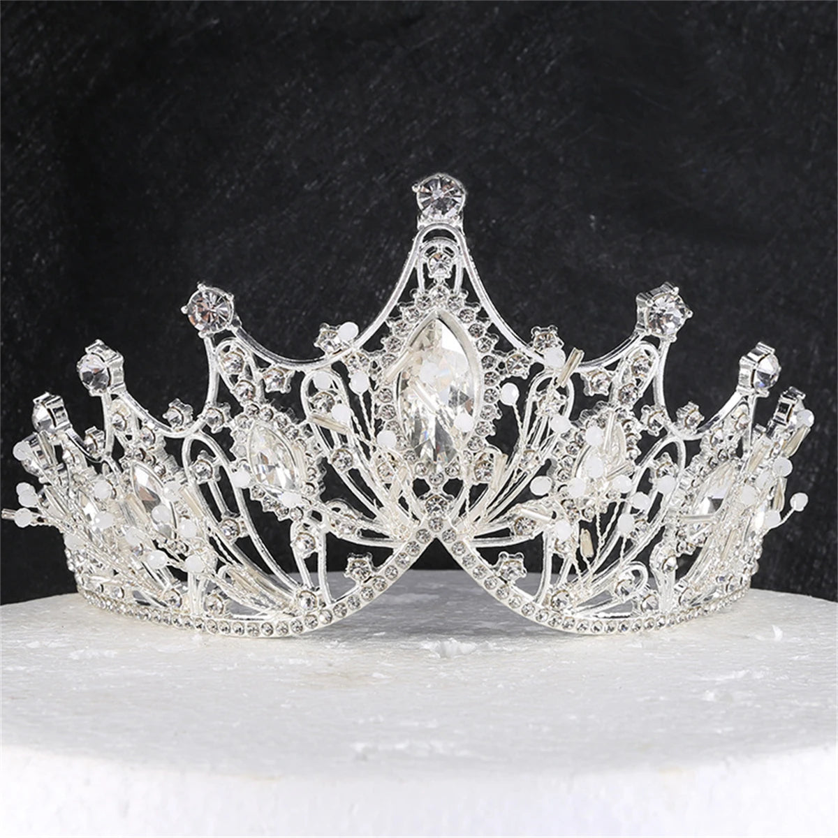 Fashion Crystal Baroque Crowns Tiaras Pearl Bride Wedding Crown for Women Princess Tiara