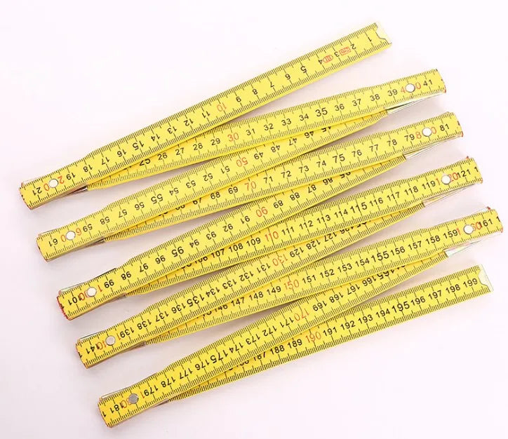 Folding Carpenter Ruler End Collapsible Vintage Antique Metric Wooden 1M 2 Meters Red Straight Ruler Wood Opp Packing Durable