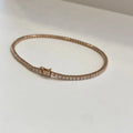 Ruyi Custom 18K Rose Gold 1.5mm 1CT Tennis Bracelet Chain Elegant Fine Bangle for Women and Girls
