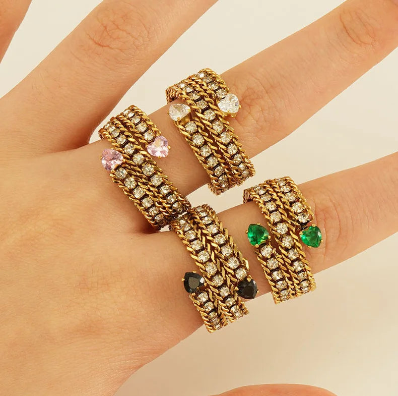Wholesale Stainless Steel 18k Gold Multi-Layer Adjustable Ring Titanium Steel Personalized Design Rings