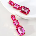 Kaimei 2025 Earring 6 Colors Clear Crystal Jewelry Geometric Bridal Gemstone Earrings for Women Rosy Wedding Gold Drop Earrings