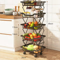 4 Tier Fruit Basket for Kitchen CollapsibleFruit and Vegetable Storage CartVegetable Basket Bins Rack for Onions and Potato