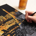 R-SP059-71 Golden City Scratching Art Drawing Paper Gold Scraping Paper DIY Scratch Painting