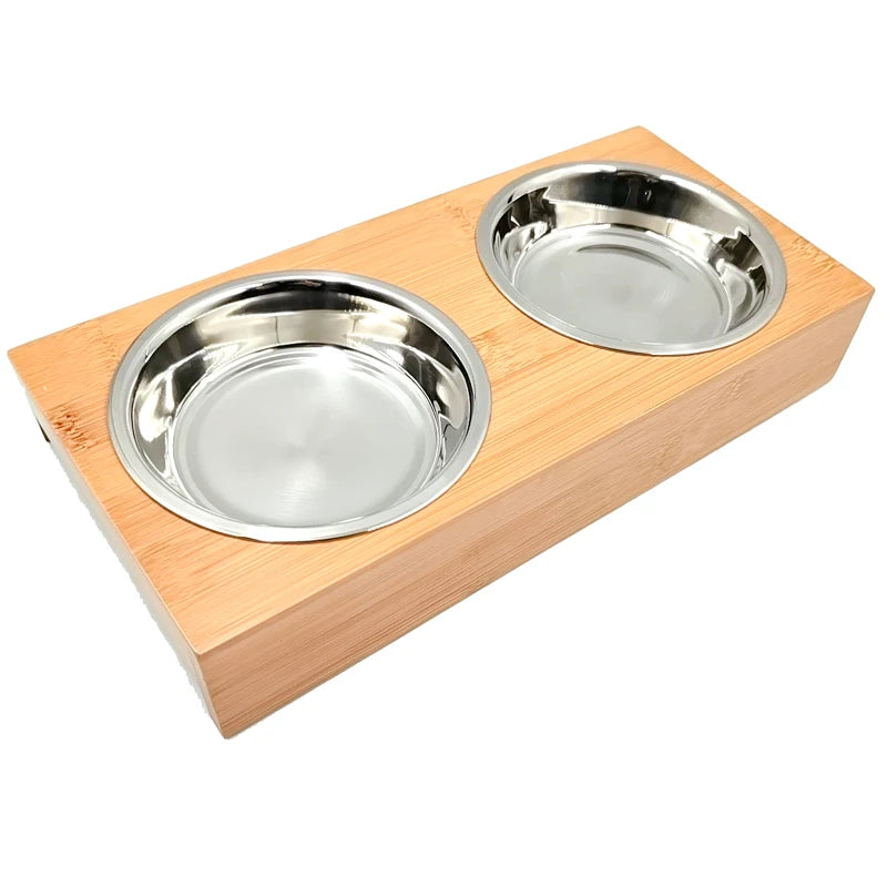Pet Supplies Double Bowls Dog Food Water Feeder Ceramic Single Cat Bowl Bamboo Rack Dog Feeding Dishes China Bowls Cups & Pails
