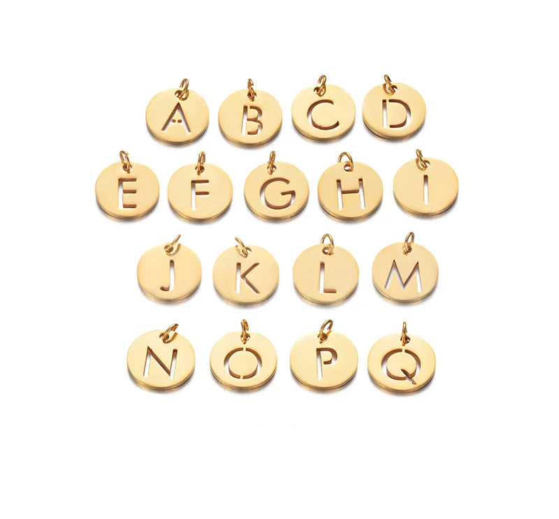 DIY Accessories Stainless Steel Alphabet Pendant Charms Simple Initial Letter Pendant 18k Gold Plated for Necklace Making