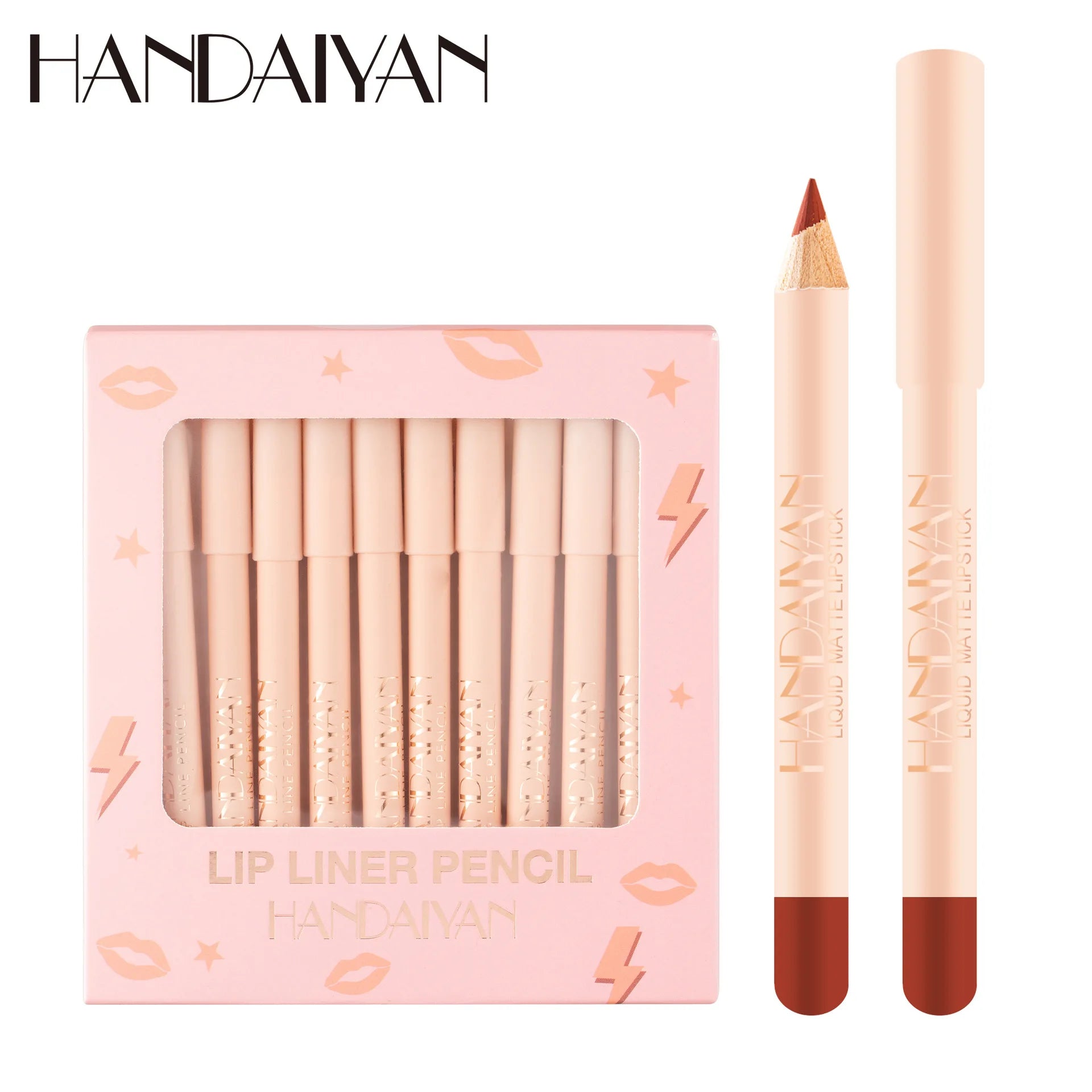 12 Color Matte Red Lip Pencil Set Natural Durable Waterproof Long-Lasting Velvet Mist Lip Line Pencil Set
