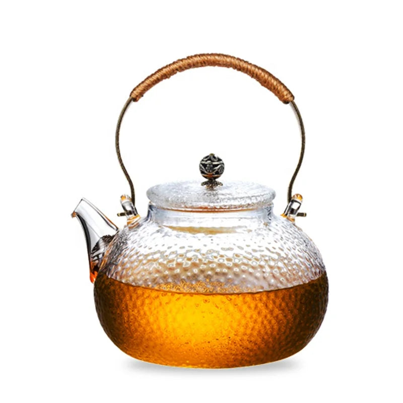 Hot Sales Glass Teapot with Anti Scald Handle Heat Resistant Glass Teapot with Stainless Steel Filter Tip