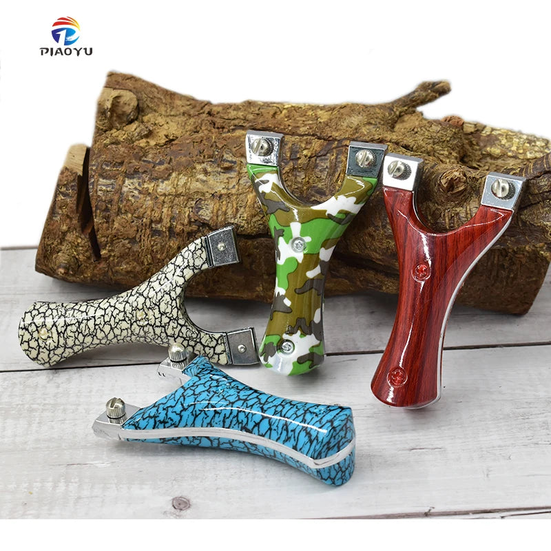 PIAOYU Portable Pocket Slingshot Alloy Outdoor Sports Hunting Shooting Accessories with Rubber Band for Bows and Fishing