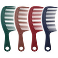 Factory Wholesale Hair Styling Tools Detangling Wide Tooth Comb Brush with Thick Straight  Plastic Handle