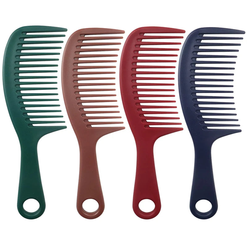 Factory Wholesale Hair Styling Tools Detangling Wide Tooth Comb Brush with Thick Straight  Plastic Handle