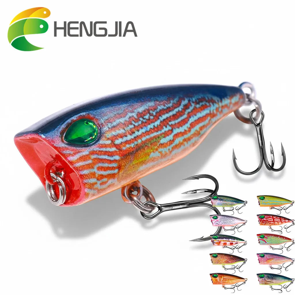 HENGJIA 4cm 3.2g Topwater Fishing Lure Hard Plastic Popper Bait Hard Stick Fishing Bait